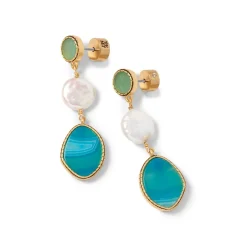 Ancient Mixed Motifs Glass Triple-Drop Earrings