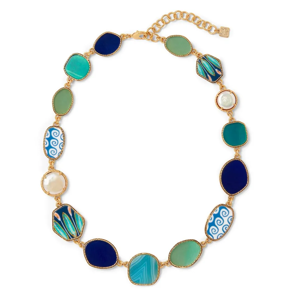 Ancient Mixed Motifs Glass Statement Necklace