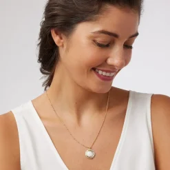 Celestial Symbols Carved Mother-of-Pearl Pendant Necklace