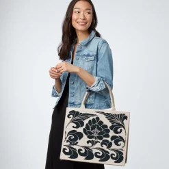 Chinese Peony Oversize Structured Tote
