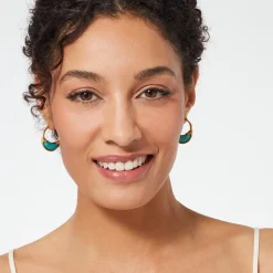 Cypriot Jade Crescent Hoop Earrings