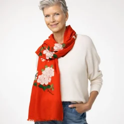 Edo Blossoms and Butterflies Embroidered Shawl