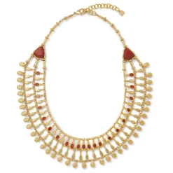 Egyptian Nefer Amulet Red Jasper Collar Necklace