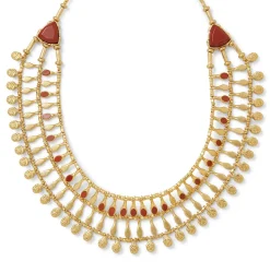 Egyptian Nefer Amulet Red Jasper Collar Necklace