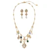 European Cameo Charm Necklace and Drop Earrings Set