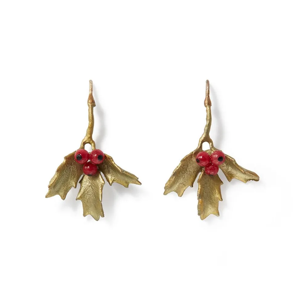 Holly Berry Jade Drop Earrings