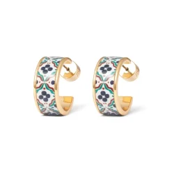 Iznik Cintamani Enamel Hoop Earrings
