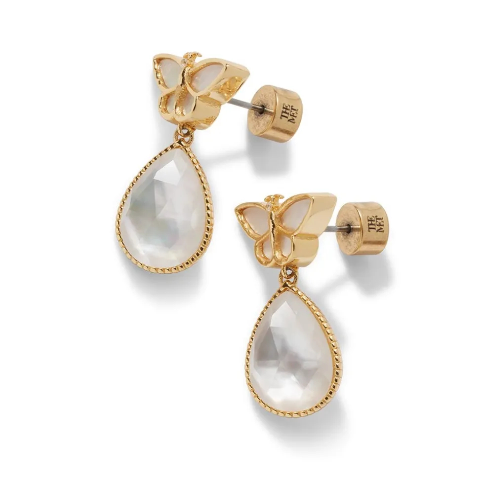 Meiji Butterfly Pendant Necklace and Drop Earrings Set