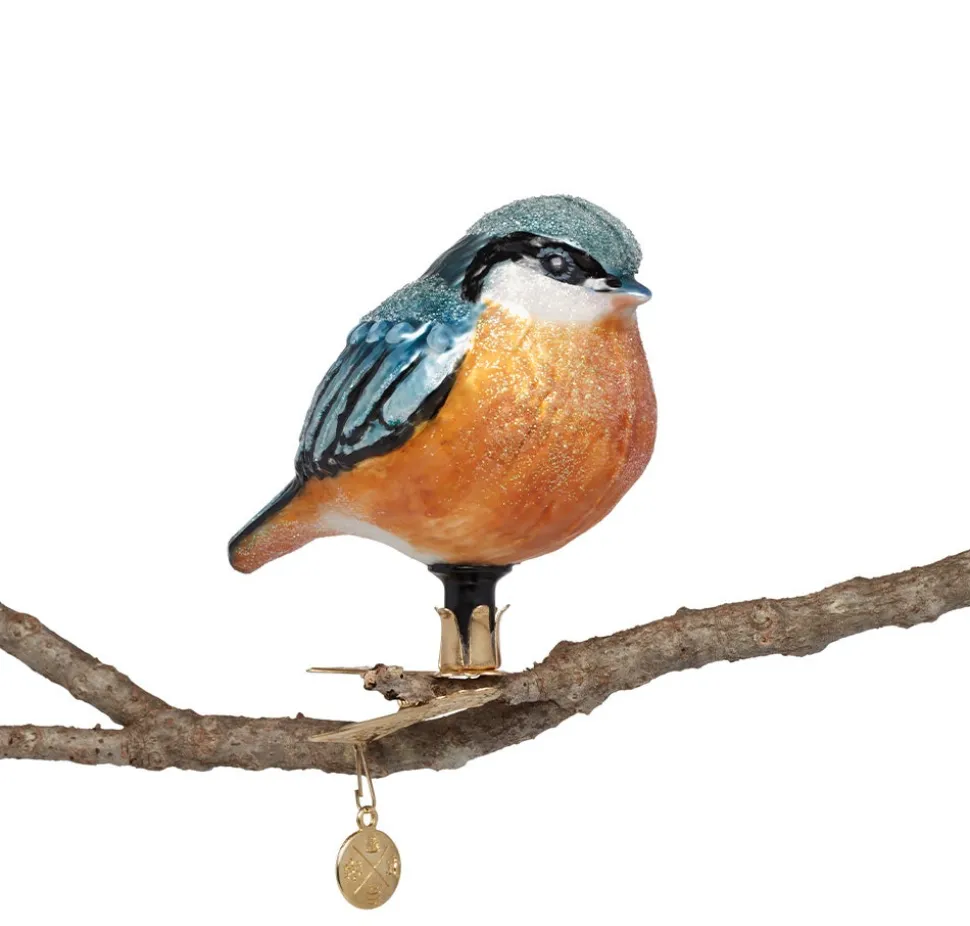 Nuthatch Handmade Glass Ornament