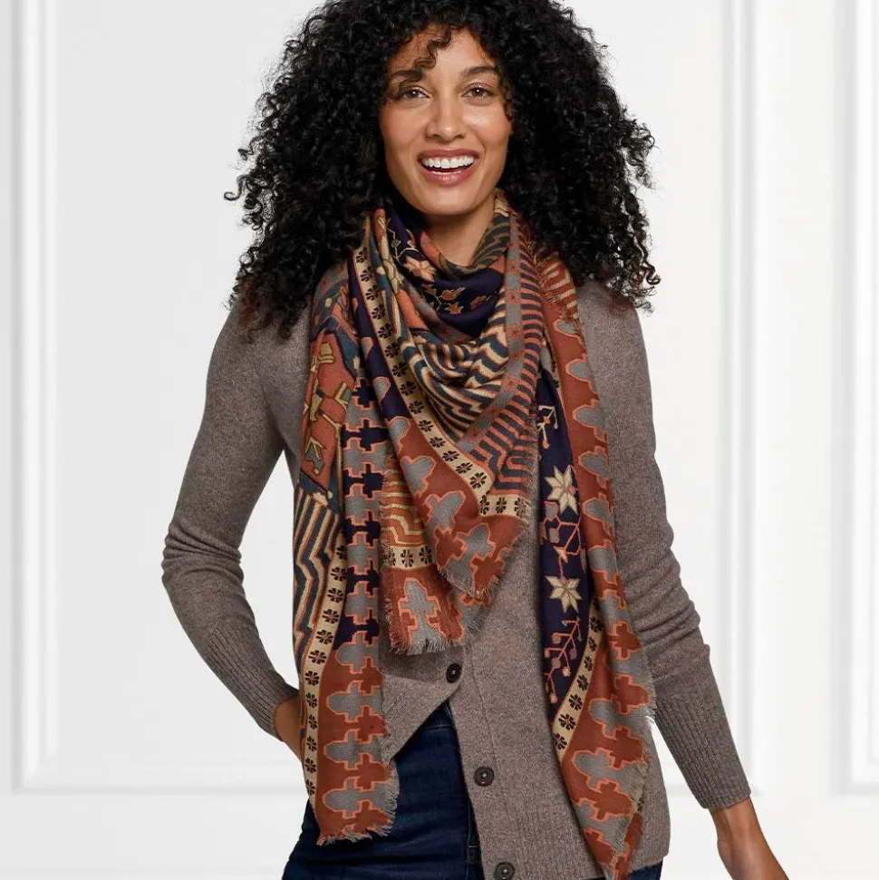 Persian Garden Oversize Square Wool Scarf