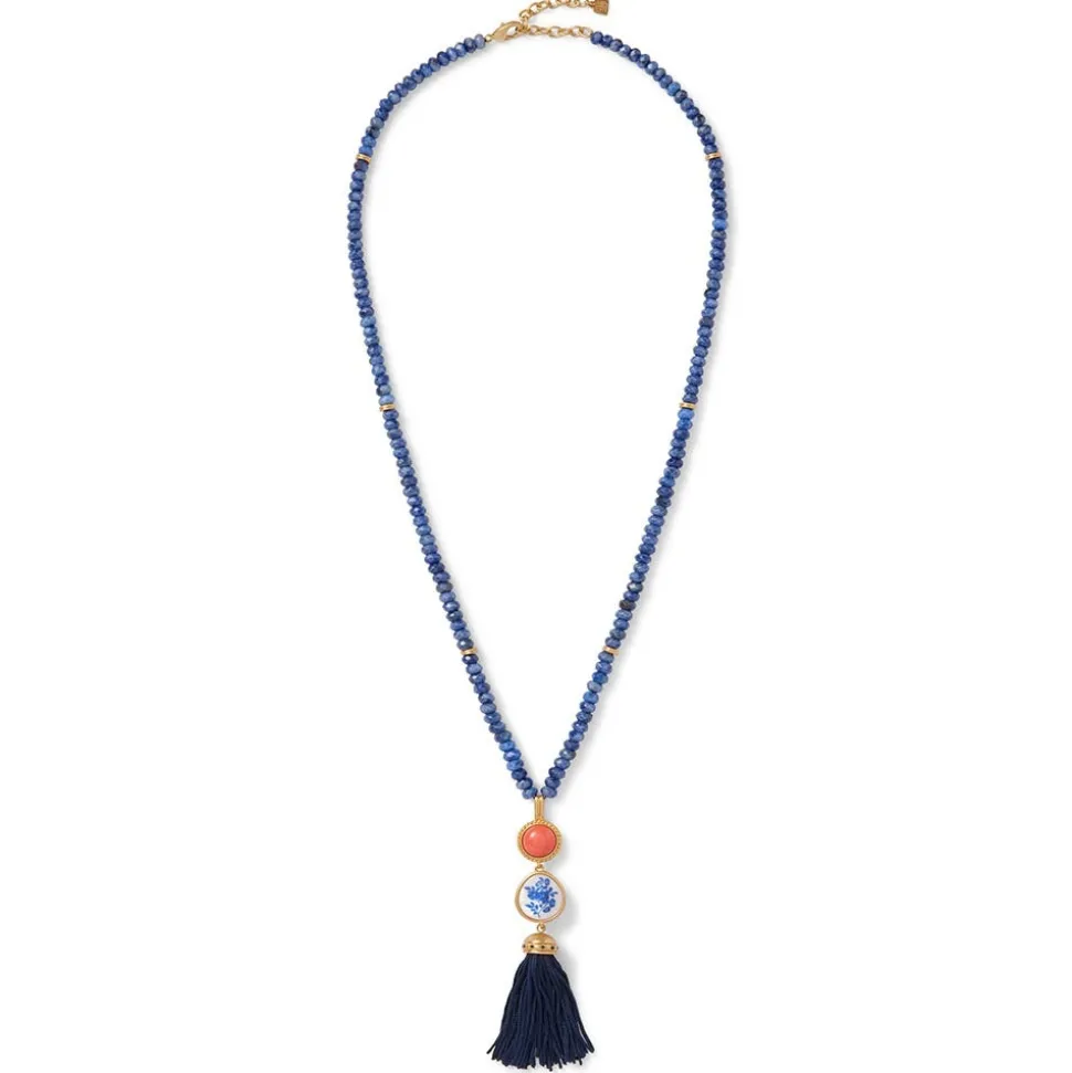 Qing Bottle Lariat Necklace and Floral Drop Earrings Set