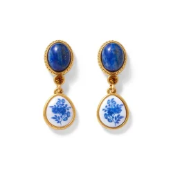 Qing Bottle Lariat Necklace and Floral Drop Earrings Set