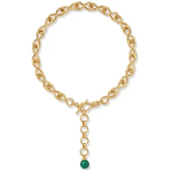 Roman Malachite Statement Necklace and Chandelier Earrings Set