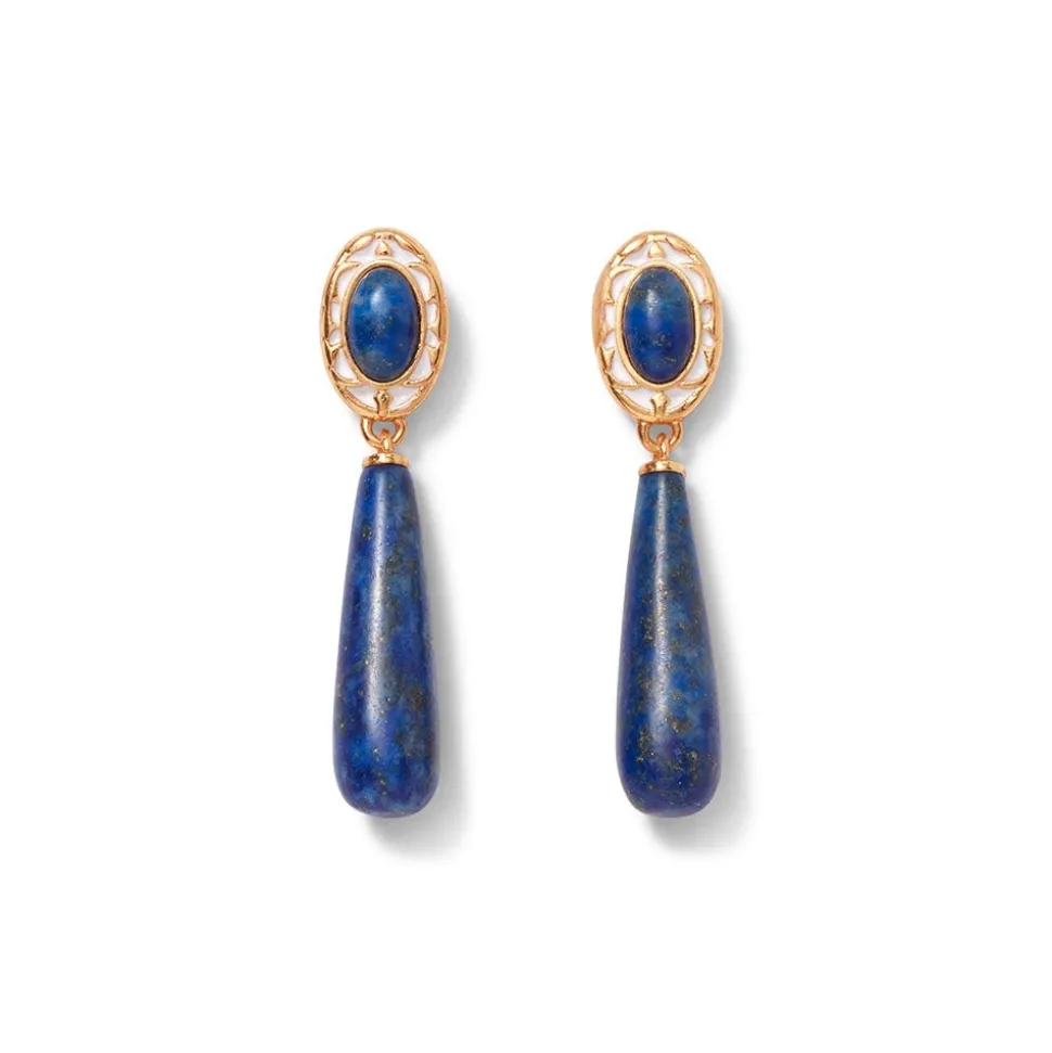 Spanish Baldric Lapis Braided Necklace and Elongated Drop Earrings Set
