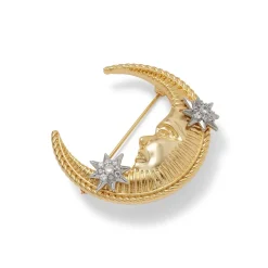 Spanish Day and Night Moon Brooch
