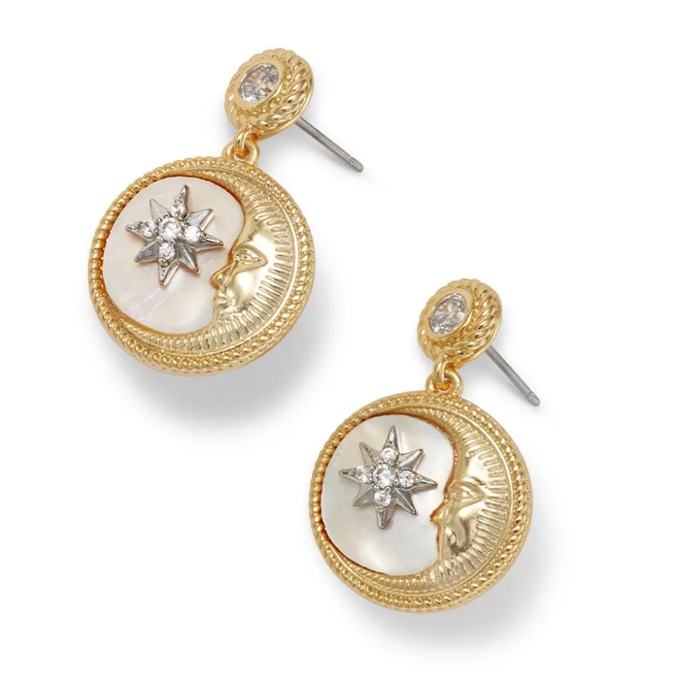 Spanish Day and Night Moon Drop Earrings