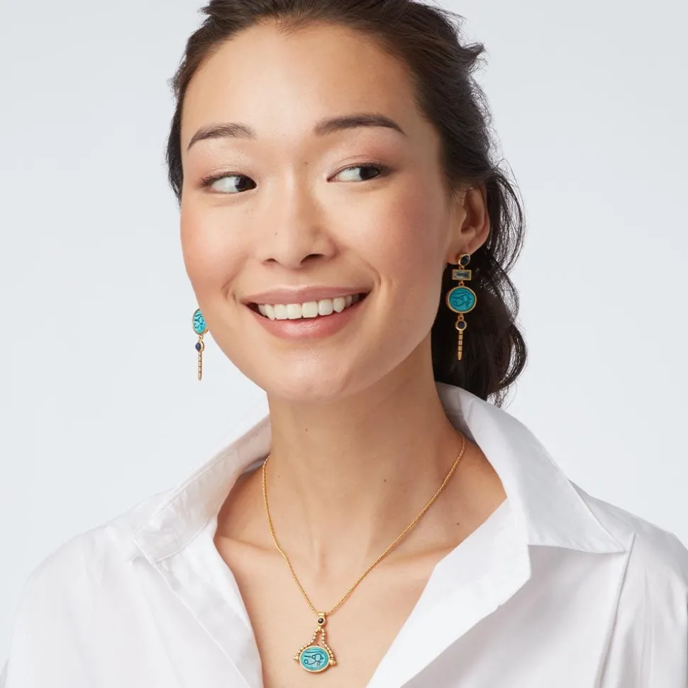 Wedjat Eye Scarab Spinning Pendant Necklace
