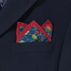 William Morris Pomegranate Cotton-and-Silk Pocket Square